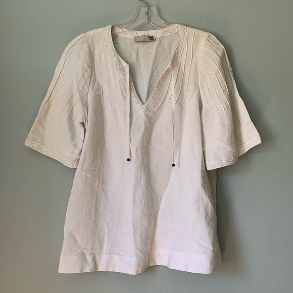 Anine Bing White Boho Short Sleeve Blouse